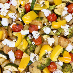 Vegetarische traybake met veel groenten